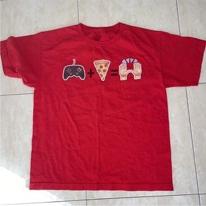 Freeze Boys'  Funny T-shirt Red : Play Pizza Happy - XL